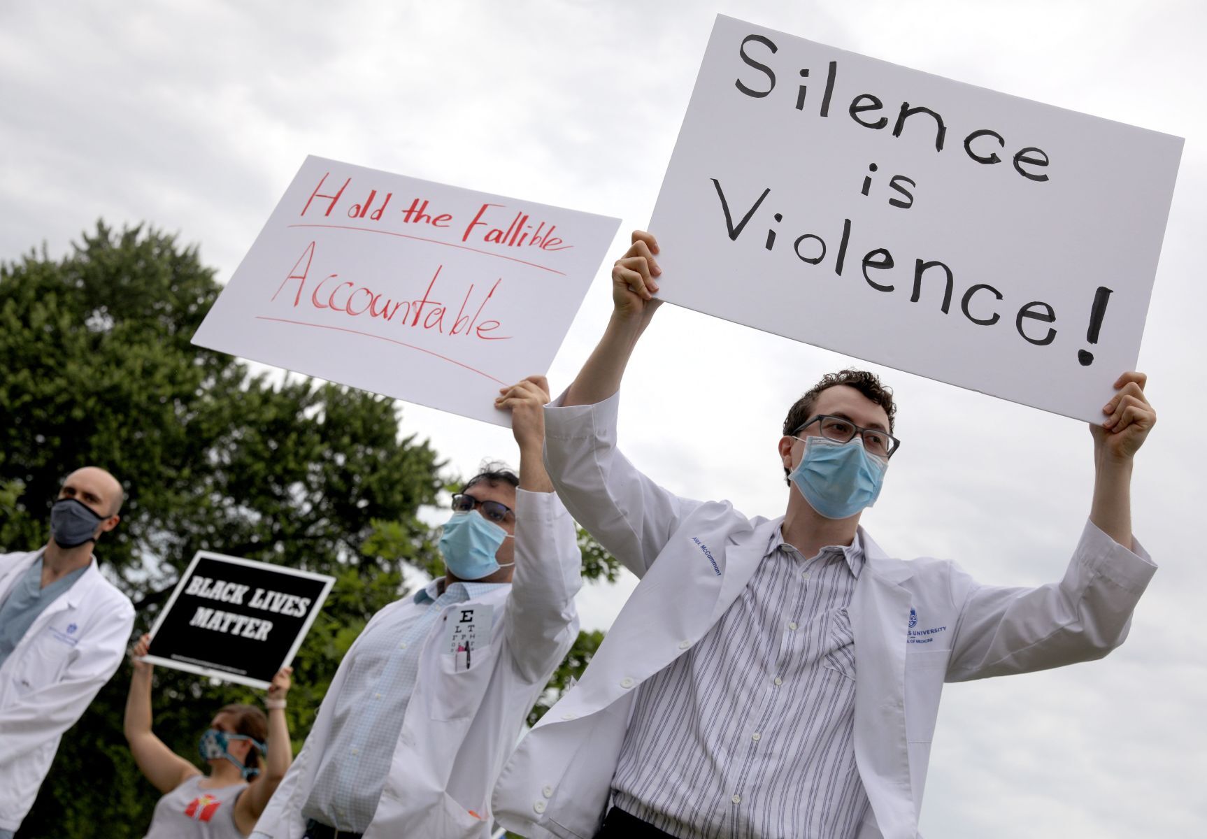 White coats protest for Black Lives Matter